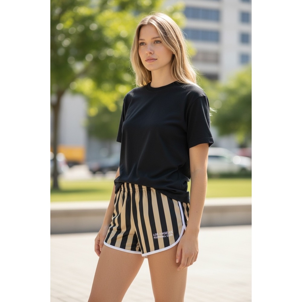 ZooZatz LAFC Los Angeles Football Club Mesh Shorts Black Gold Striped Womens XS